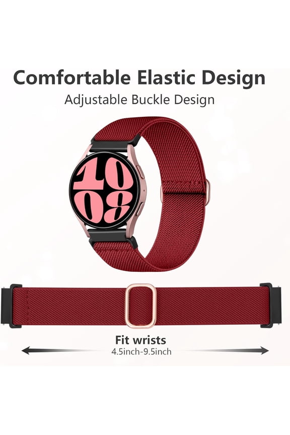 -4 Pack Stretchy Nylon Solo Loop Bands Compatible with Samsung Galaxy Watch 7 6 5 4 Band 40mm 44mm, Galaxy Watch 5 Pro/Watch 6 4 Classic Band/Active 2,20mm Soft Sport Band for Samsung Watch Ba