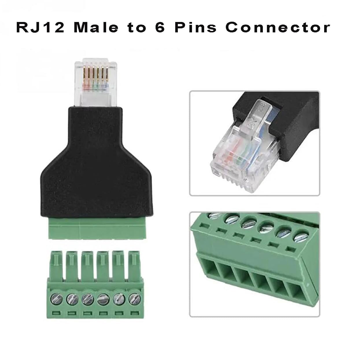 6 Pin Serial Rj12 JUJHGRF-4PCS 6P6C RJ12 to 6 Pin Screw Terminals,Ethernet RJ12 Male Plug ...