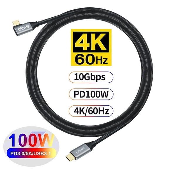 JUJHGRF-6ft 90 Degree USB C Cable 100W Fast Charging 4K Video Output 10Gbps Data Transfer 3.1 Gen 2 PD 20V 5A Type C to Type C Monitor Cord Charge Phone Tablet Laptop Computer