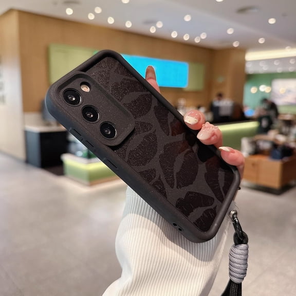 JUJHGRF-Aesthetic Lip Print Phone Case Compatible with Samsung Galaxy S25 Ultra, with Adjustable Anti-Drop Wrist Strap - Full-Body Shockproof Protection, Raised Camera & Edge Guards for Ultimate Drop