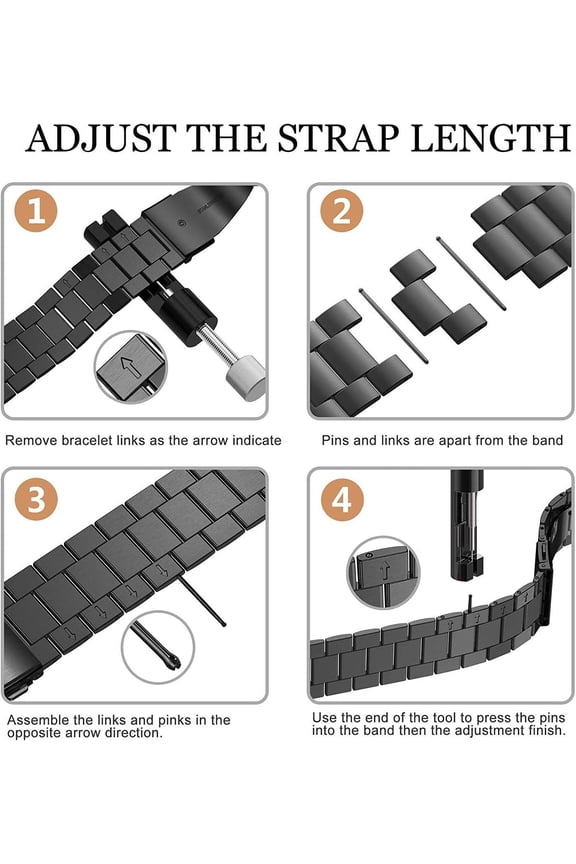 -Bands Compatible with AMAZTIM C20 PRO 1.72/C20 /PYRODUM GT600/Kospet Tank M1 Pro Metal Stainless Steel Watch Band Replacement Classic Durable Solid Link Accessory Buckle Metal Strap Wrist Ban