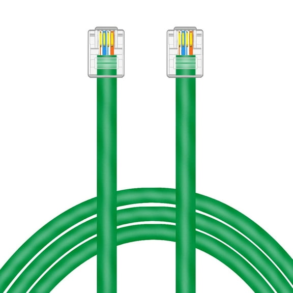 JUJHGRF-CAT5E RJ11 Data Cable DSL Cable 15ft Heavy Duty High-Speed for DSL Modem UTP Compatible with ATT RJ11 6P4C Male to Male Green - 15 Feet