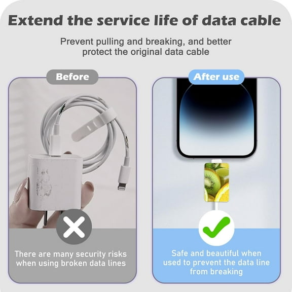 JUJHGRF-Cable Protector for iPhone Type-c Charger, Kiwi/Cherry/Strawberry/Grape Pattern 4 PCS Phone Cable Case,Data Cable Saver,Charging Cord Protector for iPhone