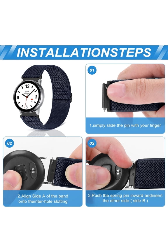 -Compatible with 16mm 18mm 19mm 20mm 22mm 24mm Watch Bands Quick Release Replacement Wristband,Adjustable Stretchy Nylon Solo Loop Straps Fabric Braided Sport Elastic Bands for Men Women