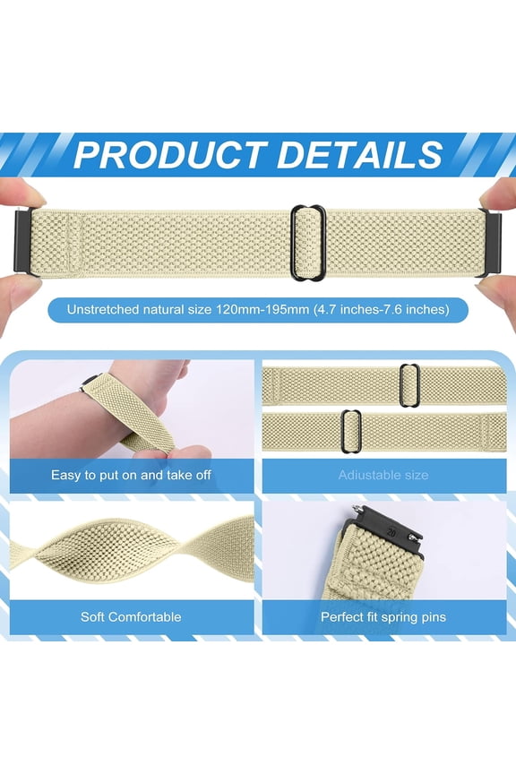 -Compatible with 16mm 18mm 19mm 20mm 22mm 24mm Watch Bands Quick Release Replacement Wristband,Adjustable Stretchy Nylon Solo Loop Straps Fabric Braided Sport Elastic Bands for Men Women