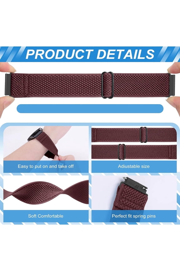 -Compatible with 16mm 18mm 19mm 20mm 22mm 24mm Watch Bands Quick Release Replacement Wristband,Adjustable Stretchy Nylon Solo Loop Straps Fabric Braided Sport Elastic Bands for Men Women