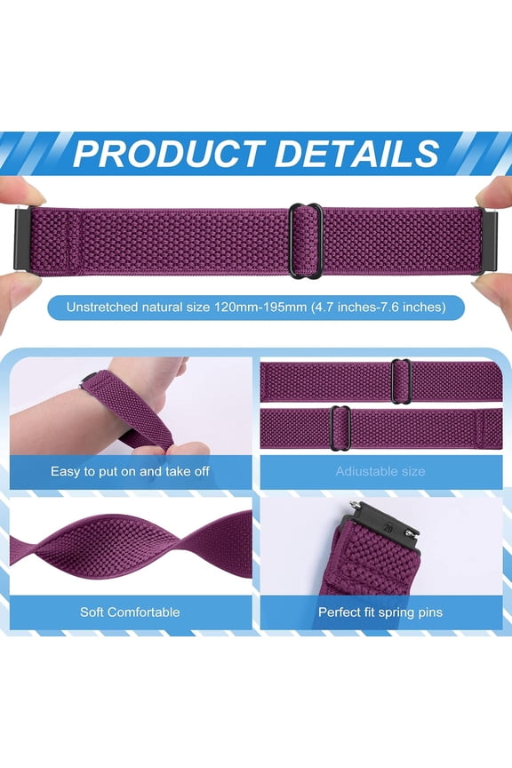 -Compatible with 16mm 18mm 19mm 20mm 22mm 24mm Watch Bands Quick Release Replacement Wristband,Adjustable Stretchy Nylon Solo Loop Straps Fabric Braided Sport Elastic Bands for Men Women