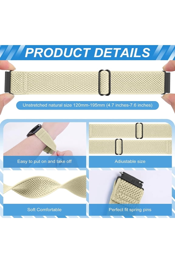 -Compatible with 16mm 18mm 19mm 20mm 22mm 24mm Watch Bands Quick Release Replacement Wristband,Adjustable Stretchy Nylon Solo Loop Straps Fabric Braided Sport Elastic Bands for Men Women