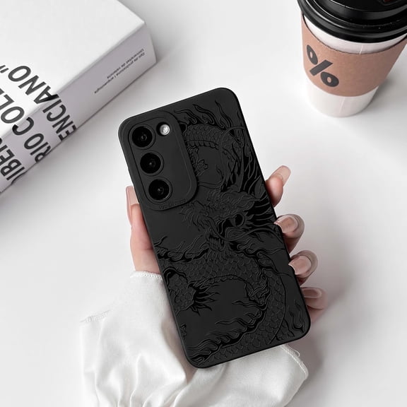 JUJHGRF-Compatible for Samsung Galaxy S23+ Plus Case Cute Cool Dragon with Black Design for Girls Women Soft TPU Shockproof Protective Girly for Samsung Galaxy S23+ Plus-(Big Dragon) 2