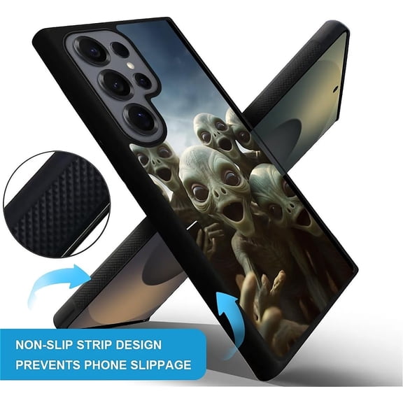 JUJHGRF-Compatible With Samsung Galaxy S25 Ultra Case,Alien Selfie Anti-Skid And Shockproof Protective Case for Women/Men,Soft Silicone Rubber+Hard PC Back Cover Compatible With Samsung Galaxy S25 Ul