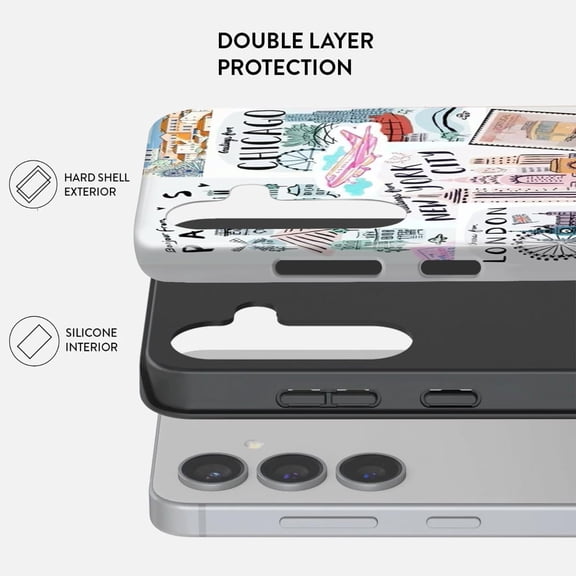 JUJHGRF-Compatible for Samsung Galaxy A15 5G Case, Dual Layer Heavy Duty 2 in 1 Shockproof Protective Phone Case,Travel Map | Dreamy Place