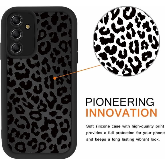 JUJHGRF-Cute Cheetah Print Phone Case for Samsung Galaxy S24 FE Case 6.7", Aesthetic Luxury Black Leopard Pattern Design Cover Shockproof Soft TPU Full Camera Lens Protective Funda for Women Girls