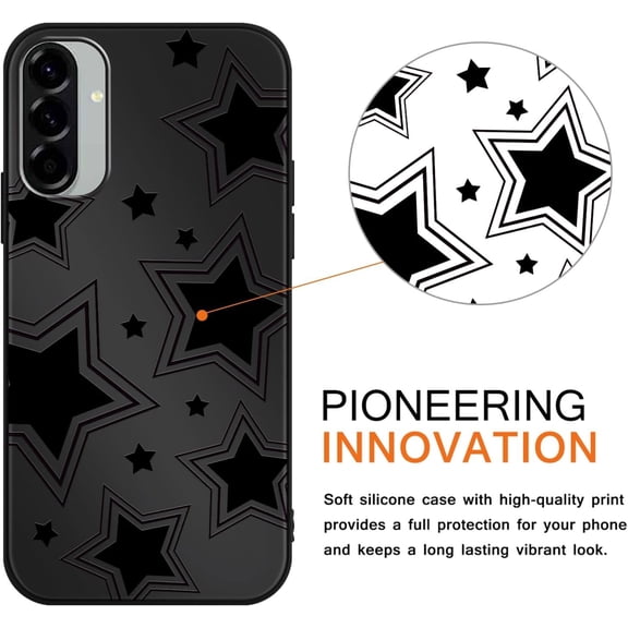 JUJHGRF-Cute Cool Star Phone Case for Samsung Galaxy A56 6.7", Aesthetic Coquette Black Pattern Print Design Case Soft Slim Shockproof TPU Protective Funda Cover for Women Girls