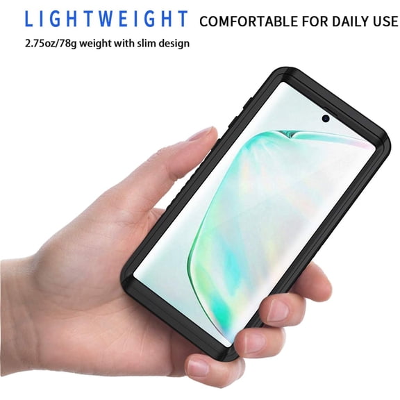 JUJHGRF-Galaxy Note 10+ Plus Case, Built-in Screen Protector [Compatible with Fingerprint ID], IP68 Waterproof Dustproof Shockproof Full Body Protective Cover for Samsung Galaxy Note 10+ / Note 10+ 5