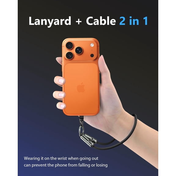 JUJHGRF-Hand Wrist Strap Lanyard with USB C Short Charge Cable PD 240W 5A Fast Charging Phone (1FT) Nylon Braid Anti Theft for Phone Camera DSLR DJI Type-C Devices (Black)