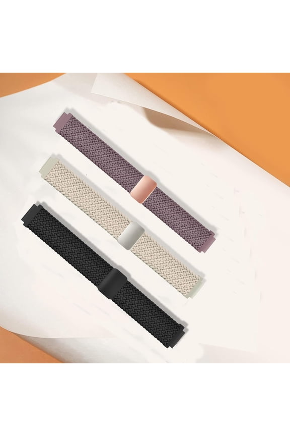 -Magnetic Braided Watch Bands Compatible with Garmin Lily 2/Lily 2 Classic/Active, Loop Stretchy Nylon Elastic Fabric Strap for Garmin Lily 2 Women