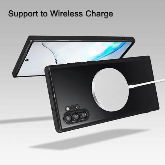 JUJHGRF-Magnetic Case for Samsung Galaxy Note 10 Plus [Wireless Charging Compatible] Soft TPU Phone Cover Anti-Scratch Shockproof Slim Case for Women Men - Black