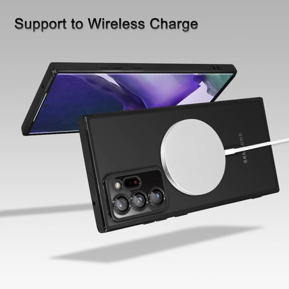 JUJHGRF-Magnetic Case for Samsung Galaxy Note 20 Ultra [Wireless Charging Compatible] Soft TPU Phone Cover Anti-Scratch Shockproof Slim Case for Women Men - Black