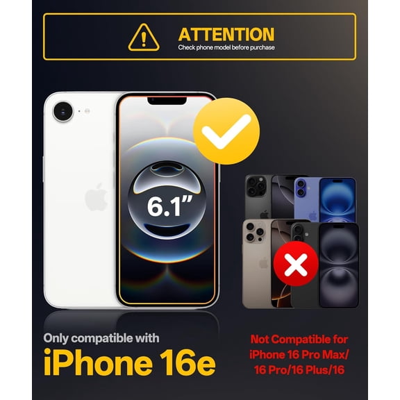 JUJHGRF-Magnetic for iPhone 16e Case, Built-in Kickstand [Non-Yellowing] [Compatible with MagSafe] Shockproof Full Body Protective Cover Transparent Phone Case for iPhone 16e 6.1" 2025, Clear