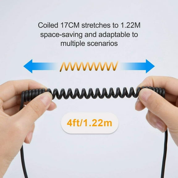 JUJHGRF-Micro USB to Micro USB Coiled Cable 0.56ft to 4ft, Coiled Micro OTG Cable with Gold Plated Connector Aluminium Shell Works for Raspberry Pi Zero, Smart Phones, DJI Remote, Black