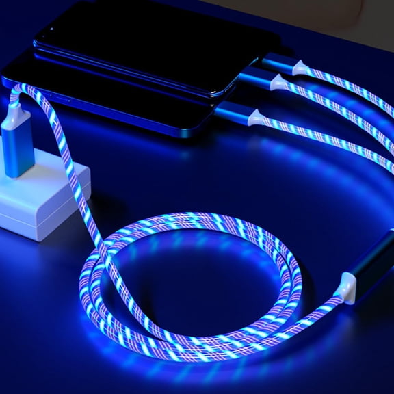 JUJHGRF-Multifunction 3 in 1 Glowing LED Light Charging Cables,Flowing Luminous Micro USB Type C PD Phone Accessories Charge Cord 3A Fast Charging Cord for Car,Home,Office,Travel (6.6ft-1pcs)
