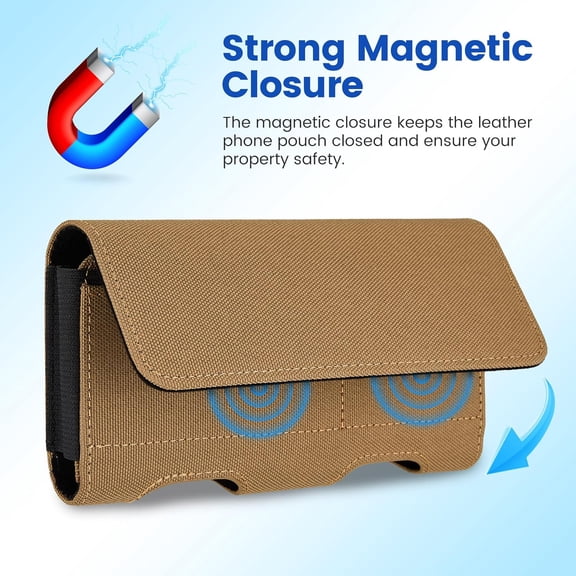 JUJHGRF-Nylon Horizontal Phone Holster for Men Belt, Magnetic Closure Cell Phone Belt Holder with Metal Clip and Dual Belt Loops for iPhone 13 mini, 12 mini, SE 2022, SE 2020, iPhone 8, 7, 6S, 6