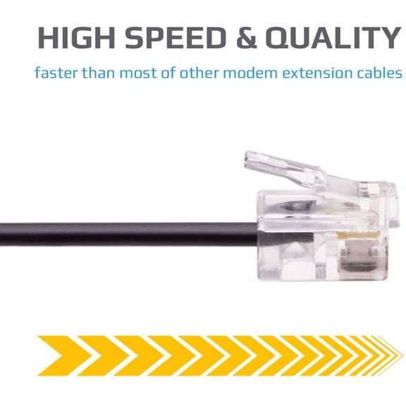 JUJHGRF-RJ11 Cable ADSL 16.4ft Extension Lead Phone Cord Telephone Plug High Speed Internet Broadband Male to Male Router and RJ11 Phone Socket // Landline Wire (Black)