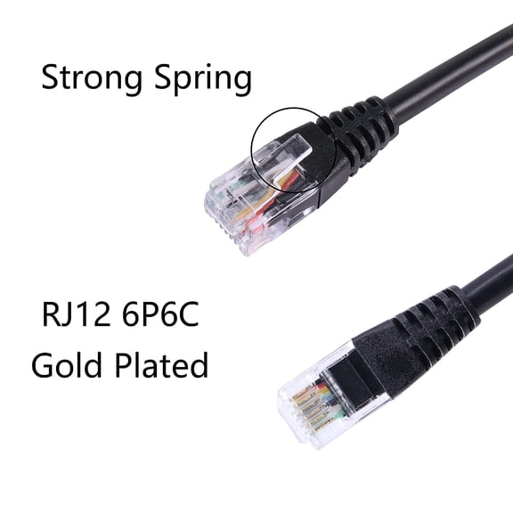 JUJHGRF-RJ12 Telephone Line Switch On/Off 6P6C Male to Female Telephone Land Line Phone Cord with Disconnect Switch, Black, 50CM/1.6Feet