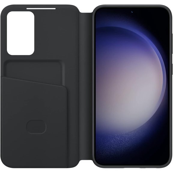 JUJHGRF-SAMSUNG Galaxy S23+ Plus S-View Wallet Phone Case, Protective Cover w/ Card Holder Slot, Finger Tap Clear Window, US Version, EF-ZS916CBEGUS, Black