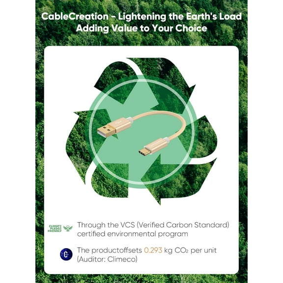 JUJHGRF-Short USB A to USB C Cable 6 inch, Braided USB C to USB A Fast Charging TypeC Data Cord for Power Bank,Galaxy S22, iPad Pro,iPhone 15/16,Android Auto/Cellphone,CarPlay