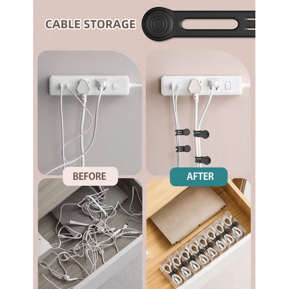 JUJHGRF-Silicone Magnetic Cable Ties, 4.72 Inch Upgraded Cord Ties With Magnet Cable Strap Cord Wrap For Travel Phone USB Charging Cable Management (8-Pack, Black)