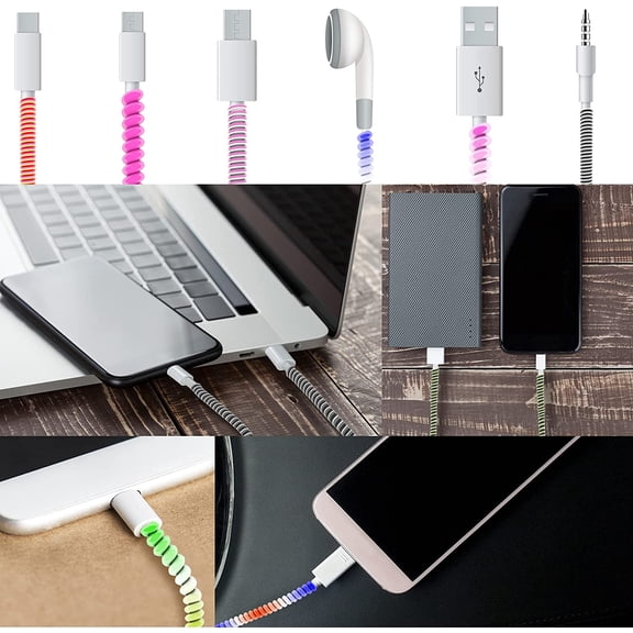 JUJHGRF-Spiral Cable Protector Headphone Cable Saver,9 Pc Cable Wire Repair/Pet Chew Cable Protector/Headphone Saver Strain Relief Cord Sleeve for USB Data Cable,Earphone etc[3.9ft/pc]