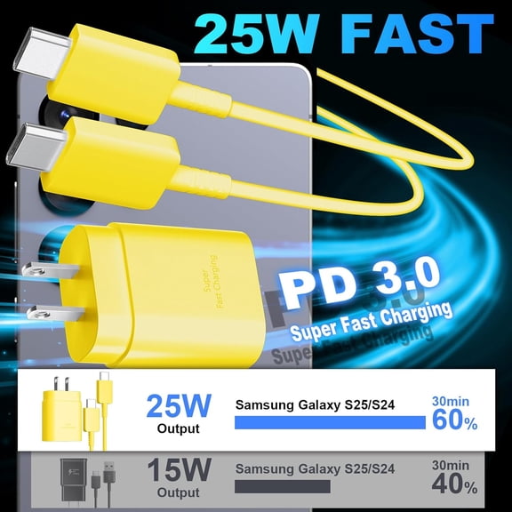 JUJHGRF-Type C Charger Fast Charging, 10FT USB C Cord with 25W Samsung Super Fast Charger Android Phone Charger Block for Samsung Galaxy S24/S24+/S24 Ultra/S23/S23 Ultra/S23+/S22/S21/S20/Note 20/10,