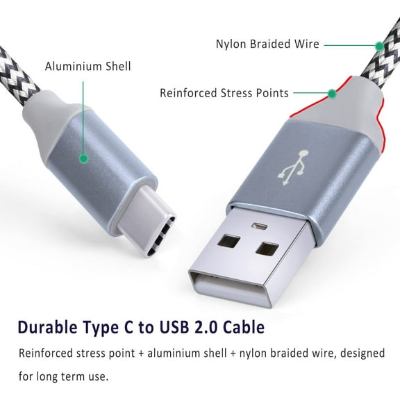 JUJHGRF-USB C Charging Cord [3Pack 10ft],USB C Cable Fast Charger,USB A to USB C Nylon Braided USB C Charging Phone Charger Compatible with Samsung Galaxy S24 S23 S22 S21 S20 S10 Note 20 10 A20 A51 A