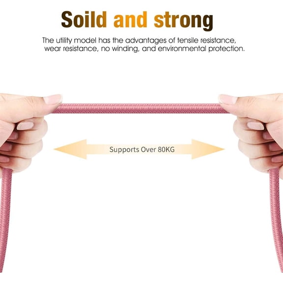 JUJHGRF-USB to USB C Cable, 10ft Fast Charging Cord Type-C for Samsung Galaxy S25/S24/Plus/Ultra/FE A35/A16/A15/A14 5G, Flip, Moto G Power/Play/Stylus, TCL 50/40/XE/LE Heavy-Duty Braided (Pink Rose G