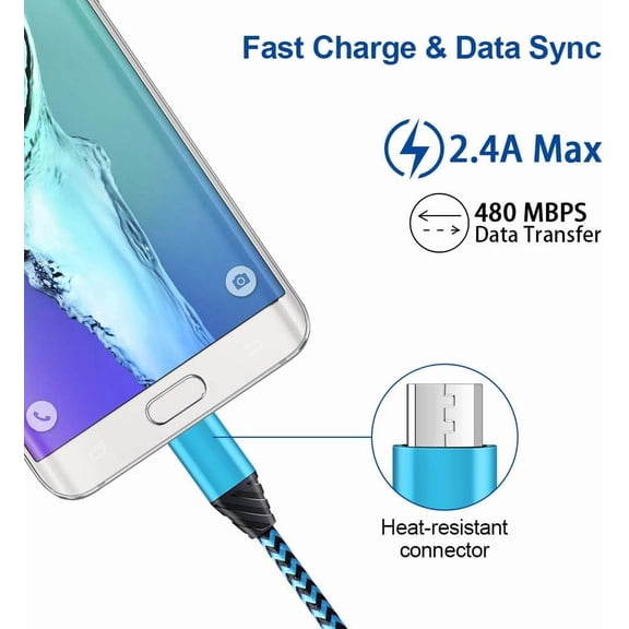 JUJHGRF-Wall Charger Adapter, Android Phone Charger Cable 2 Pack Compatible for Samsung Galaxy J8 J7 J6 J5 J4 J3 J2 J1, J7V/7 Sky Pro/Crown/Prime/Sky Pro/Refine