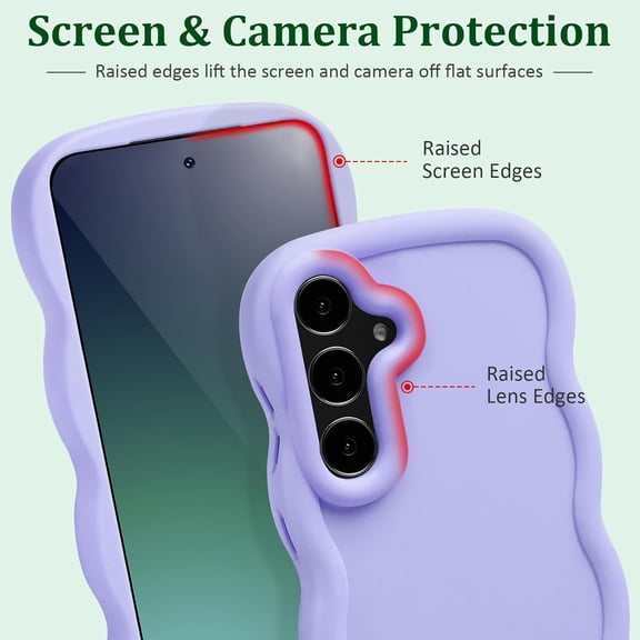 JUJHGRF-Wave Case for Samsung Galaxy S24+ / S24 Plus 5G (6.7-Inch), Cute Curly Wavy Frame TPU Back Cover for Girls Women, Silky Touch Soft Phone Case Shockproof Protective Bumper Cover, Violet