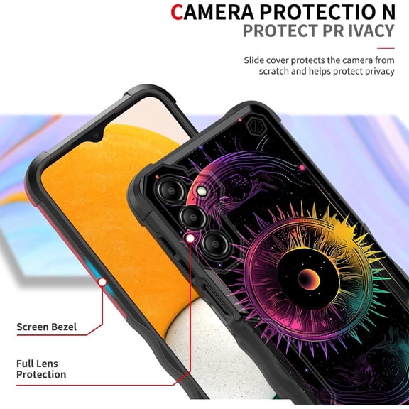 JUJHGRF-for Galaxy A15 5G Case,[Dual Layer][10 FT Military Grade Drop Protection] [Non-Slip] Heavy Duty Shockproof Case for Samsung Galaxy A15 5G 6.5" 2023,Moon and Sun Cute Pattern