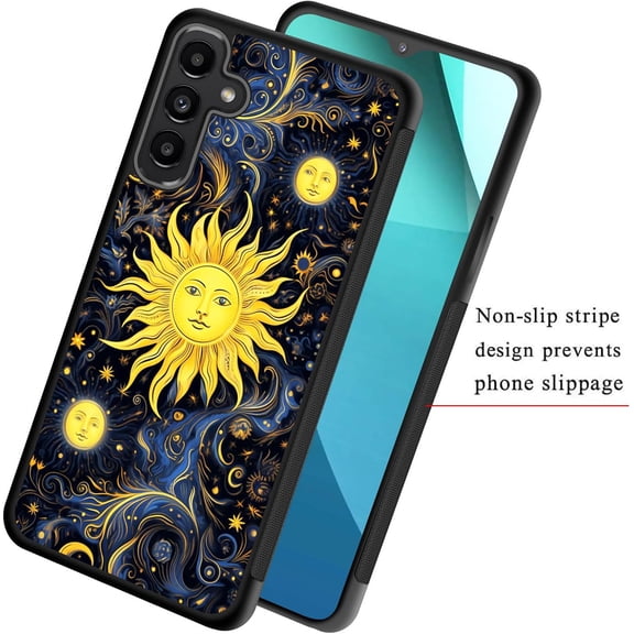 JUJHGRF-for Galaxy A16 5G Case,Tire Anti-Skid Edges Cute Design Shockproof Bumper Full Protection Back Cover for Samsung Galaxy A16 5G 6.7" 2024,Sun Moon Stars