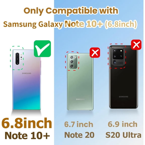 JUJHGRF-for Galaxy Note 10 Plus Case for Women Girls Teens Designer Fashion Cute Cases with Ring Stand Holder and Lanyard Stylish Aesthetics Bling Luxury Cover for Samsung Note 10 Plus