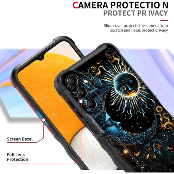 JUJHGRF-for Galaxy S24 Plus Case,[Dual Layer][10 FT Military Grade Drop Protection] [Non-Slip] Heavy Duty Shockproof Case for Samsung Galaxy S24 Plus 6.7" 2024,Sun and Moon Aesthetics