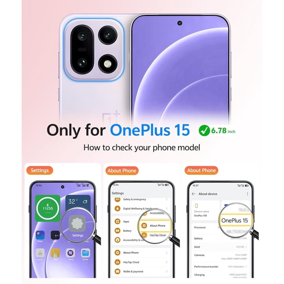 JUJHGRF-for Oneplus 15 Case: Magnetic Matte Translucent Frosted Slim Shockproof Cell Phone Cover | Durable Screen Protector | Military Grade Protection Drop Proof Protective Cases, 6.78 inches