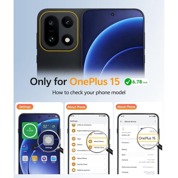 JUJHGRF-for Oneplus 15 Case: Magnetic Matte Translucent Frosted Slim Shockproof Cell Phone Cover | Durable Screen Protector | Military Grade Protection Drop Proof Protective Cases, 6.78 inches