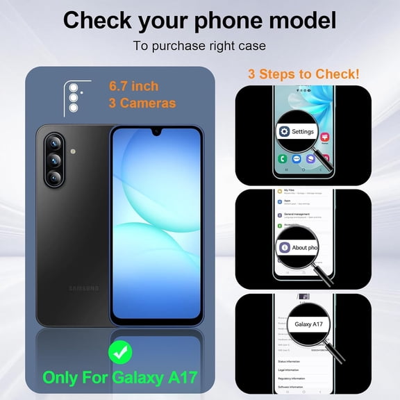 JUJHGRF-for Samsung Galaxy A17 5G Phone Case Magnetic Shockproof, [Fit for MagSafe] [Glass Screen Protector] Soft-Touch Skin para Frosted Translucent Anti-Fingerprint Cover (Clear)