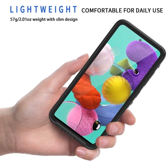 JUJHGRF-for Samsung Galaxy A51 Case, IP68 Waterproof Dustproof with Built-in Screen Protector, Heavy Duty Full Body Protective Phone Case for Galaxy A51 4G, Black
