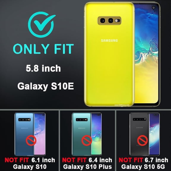 JUJHGRF-for Samsung Galaxy S10E Case with 2Pcs Nano Explosion-Proof Screen Protector & Camera Lens Protector, 3 in 1 Heavy Duty Shockproof/Drop Proof/Dust Proof Case (Wine Red/Rose Pink)