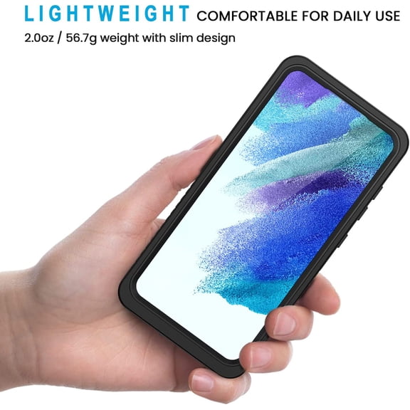 JUJHGRF-for Samsung Galaxy S21 FE Case, IP68 Waterproof Dustproof with Built-in Screen Protector, Heavy Duty Full Body Protective Phone Case for Galaxy S21 FE 5G, Black/Clear