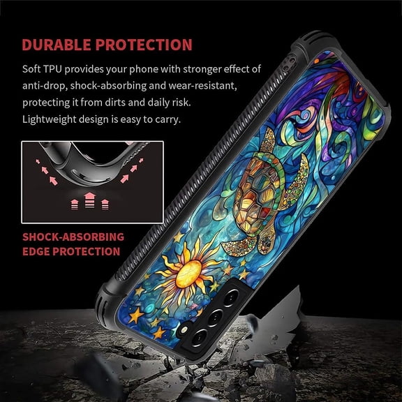 JUJHGRF-for Samsung Galaxy S22 Case,Soft Silicone Shockproof Bumper Camera Protection Phone Case-Painted Sun Turtles