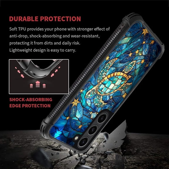JUJHGRF-for Samsung Galaxy S23 Case,Soft Silicone Shockproof Bumper Camera Protection Phone Case-Glass Star Turtle