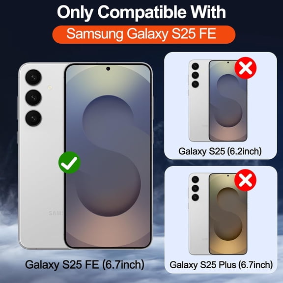 JUJHGRF-for Samsung Galaxy S25 FE Case with Magnetic,[Compatible with MagSafe][12Ft Military Dropproof][2*Screen Protector] Translucent Shockproof Case for S25 FE-Clear